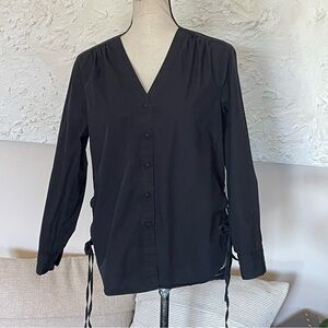 Anthropologie x Mare Mare Henrietta Lace Up Button up Tunic Top Black Size XS